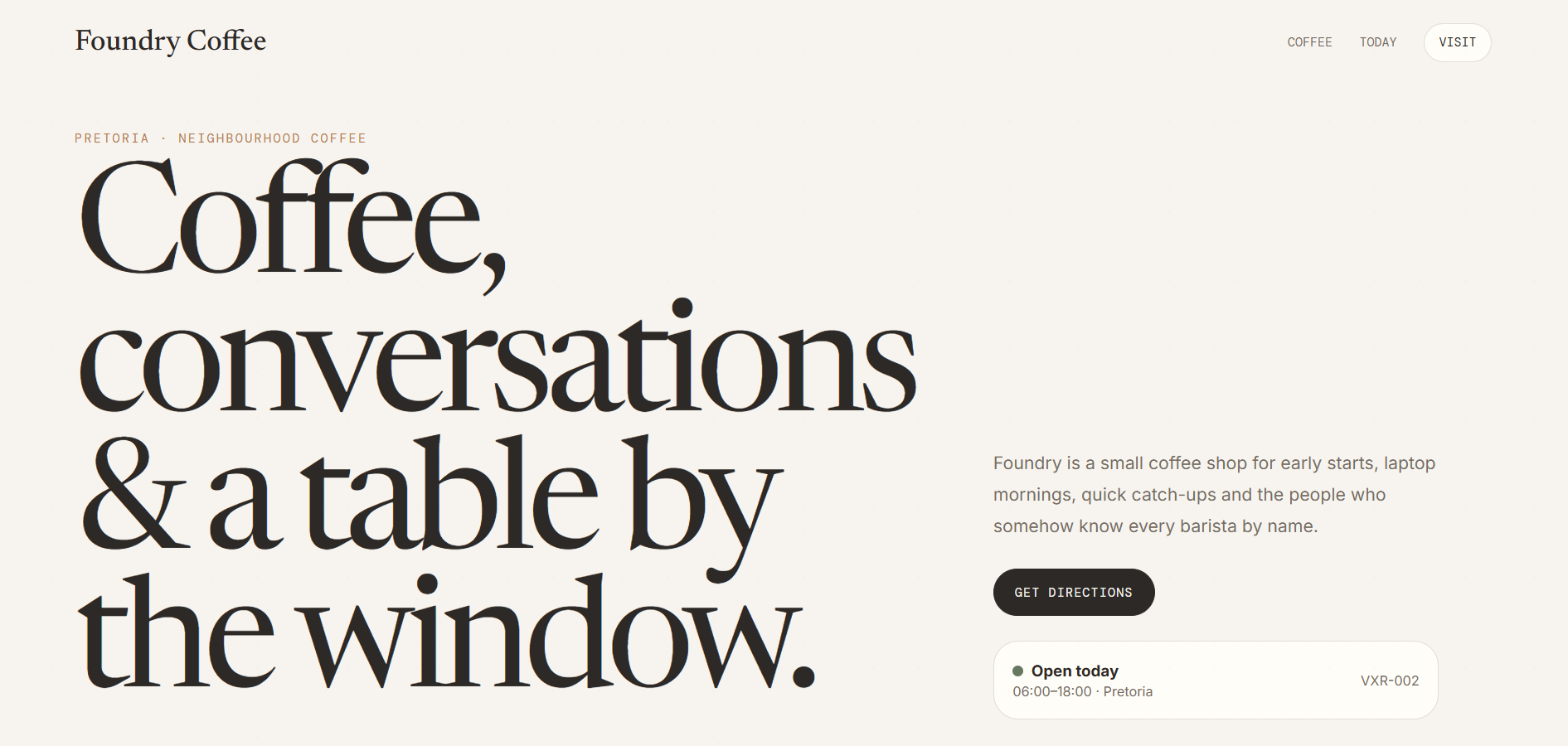 Foundry Coffee cover screenshot